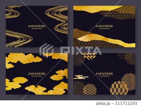 金色の日本の模様の背景素材 金色の日本の模様の背景素材 111711205
