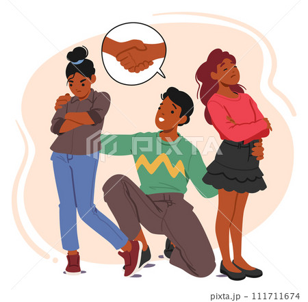 Father Patiently Listens, Empathizes And Guides Children Through Conflict Resolution, Fostering Communication Father Patiently Listens, Empathizes And Guides Children Through Conflict Resolution, Fostering Communication 111711674
