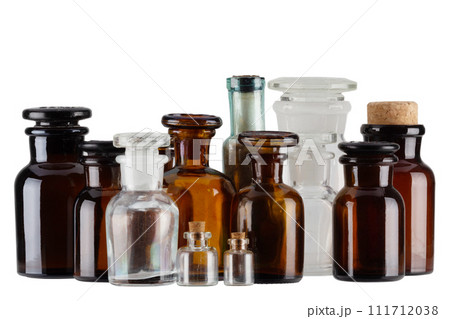 Retro vintage apothecary glass bottles Retro vintage apothecary glass bottles 111712038