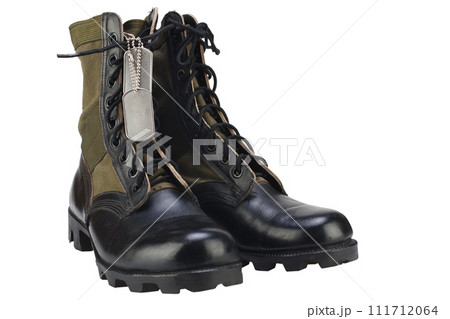 US army jungle pattern boots with dog tags 111712064