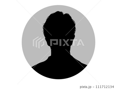 ビジネスマン男性の顔正面のシルエット オンライン会議のアイコンのイメージイラスト ビジネスマン男性の顔正面のシルエット オンライン会議のアイコンのイメージイラスト 111712134