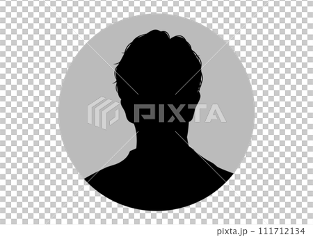 ビジネスマン男性の顔正面のシルエット オンライン会議のアイコンのイメージイラスト ビジネスマン男性の顔正面のシルエット オンライン会議のアイコンのイメージイラスト 111712134