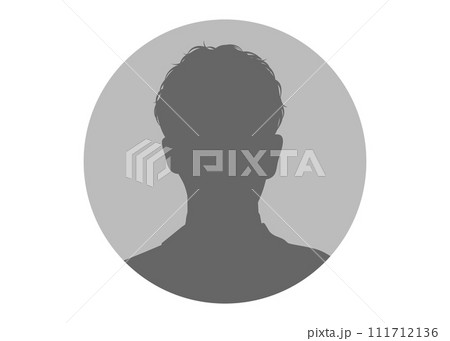 男性の顔正面のシルエット プロフィール画像のイメージイラスト 111712136