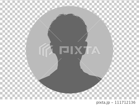 男性の顔正面のシルエット プロフィール画像のイメージイラスト 111712136