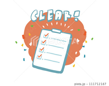 CLEAR! チェックリストバインダーの手描き風ポップイラスト 111712187