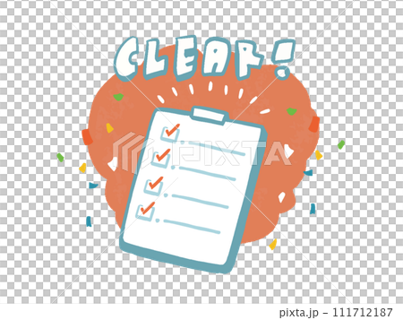 CLEAR! チェックリストバインダーの手描き風ポップイラスト 111712187