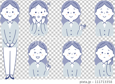 Set 4 of young women with various expressions Set 4 of young women with various expressions 111713358