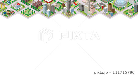 街並みの立体図. 都市の景観.  111715796