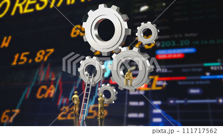 The Gear group and Man Figure for Business concept 3d rendering. The Gear group and Man Figure for Business concept 3d rendering. 111717562