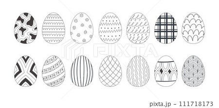 Easter eggs set doodle style. Happy easter hand drawn vector illustration. Different designs and patterns of celebration eggs. Easter eggs set doodle style. Happy easter hand drawn vector illustration. Different designs and patterns of celebration eggs. 111718173
