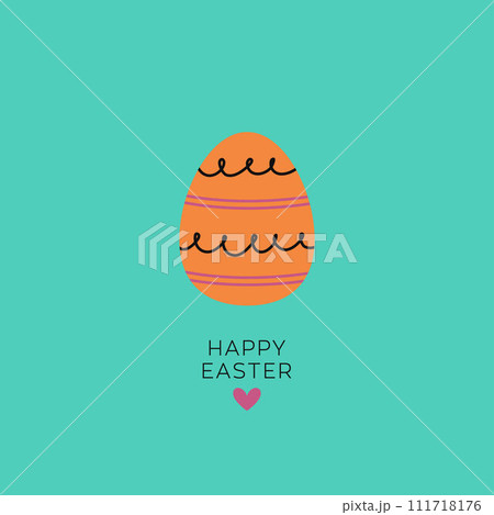 Flat Eatser egg. Greeting card for Happy Easter. Trendy minimalistic holiday vector illustrations. Website decoration Flat Eatser egg. Greeting card for Happy Easter. Trendy minimalistic holiday vector illustrations. Website decoration 111718176