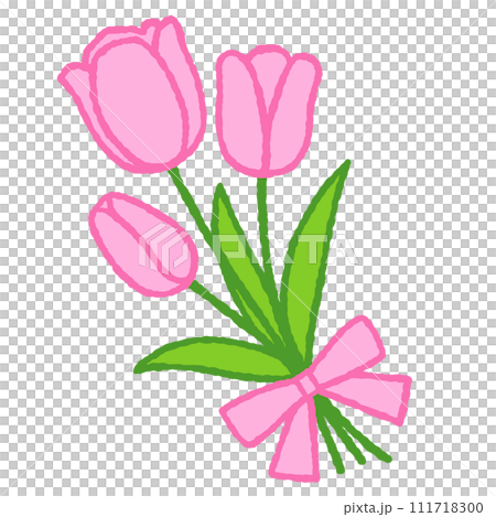 簡單的粉紅色鬱金香花束的插圖 111718300