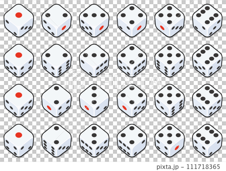 シンプルなサイコロのベクターイラストセット 111718365