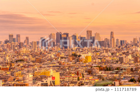 東京夕景 新宿高層ビル群 東京夕景 新宿高層ビル群 111718789