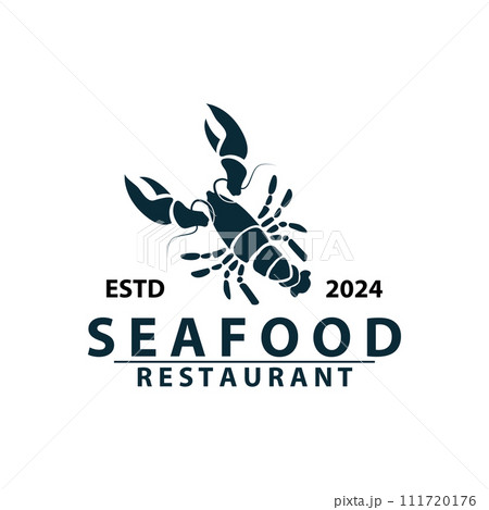 Sea animal lobster logo design vector minimalist vintage retro simple template brand of marine aquaculture and food product Sea animal lobster logo design vector minimalist vintage retro simple template brand of marine aquaculture and food product 111720176