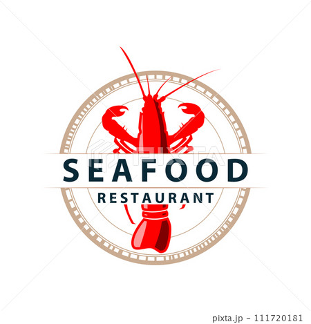 Sea animal lobster logo design vector minimalist vintage retro simple template brand of marine aquaculture and food product 111720181