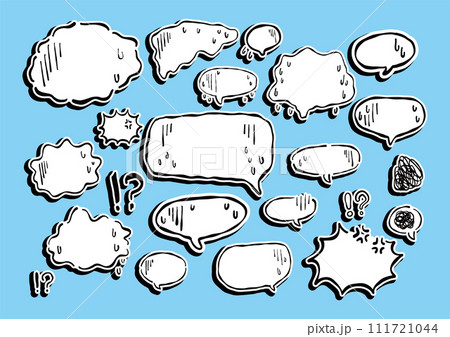 吹き出し　ネガティブ　悲しい　漫画風　白枠　白縁 111721044