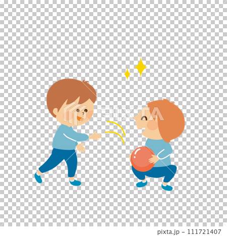 Children playing with balls cute illustration material 111721407