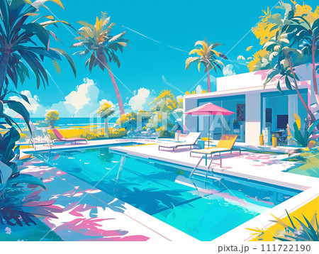 プールのある風景　夏　リゾート　南国 111722190