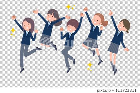 ジャンプする女子学生たち ジャンプする女子学生たち 111722811