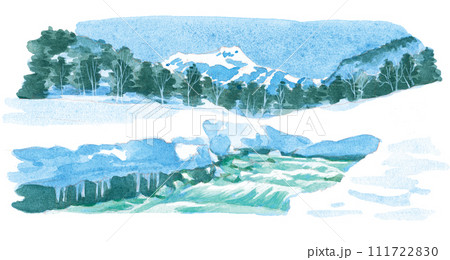 雪解けと山の景色 111722830