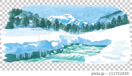 雪解けと山の景色 111722830