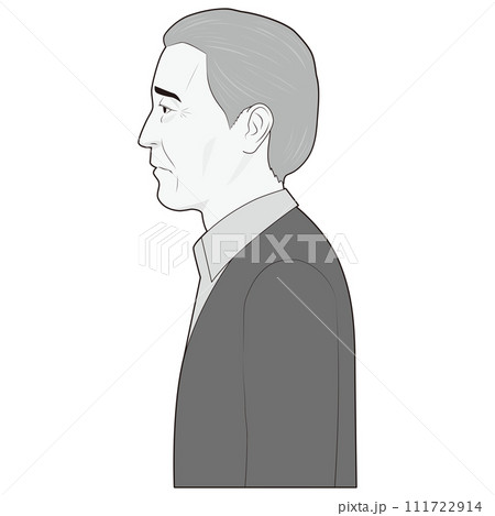 横向きのシニア男性 横向きのシニア男性 111722914