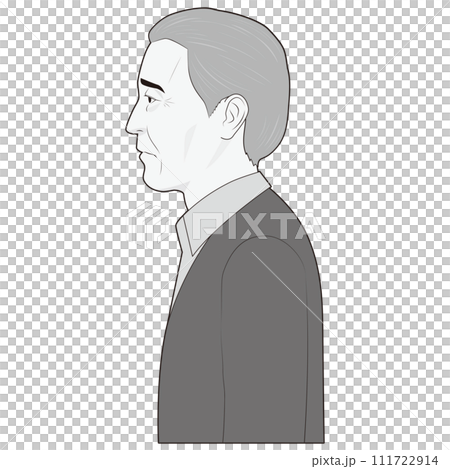 横向きのシニア男性 横向きのシニア男性 111722914