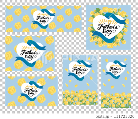 Father's Day yellow rose bouquet vector POP set 111723320