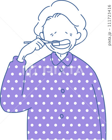 歯ブラシをするお年寄り 歯ブラシをするお年寄り 111723416