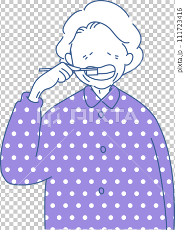 歯ブラシをするお年寄り 歯ブラシをするお年寄り 111723416