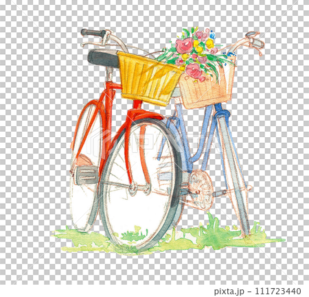 自転車と花のイラスト素材 [111723440] - PIXTA