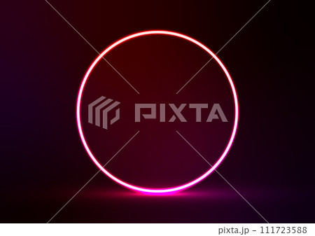Red circle digital technology center neon light line background Red circle digital technology center neon light line background 111723588