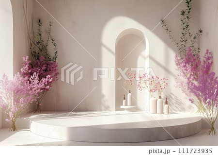 AI-generated content. Podium showcase. Advertising product. Generative AI 111723935