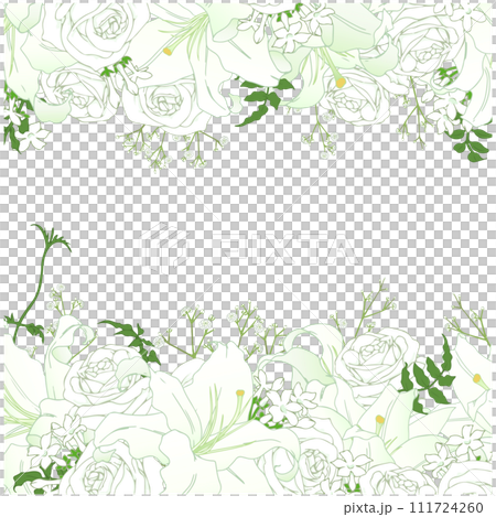 Lily and rose frame ① top and bottom Lily and rose frame ① top and bottom 111724260