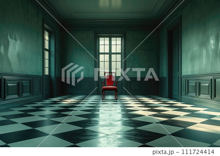 AI-generated content. Chair in Empty room interior background. Generative AI 111724414