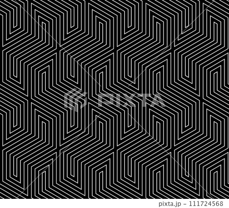 Abstract geometric pattern with stripes, lines. Seamless vector background. White and black ornament. Simple lattice graphic design. 111724568