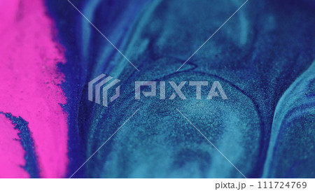 Glitter fluid texture paint splash pink blue ink 111724769