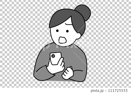 A simple illustration of a woman holding a smartphone and arguing A simple illustration of a woman holding a smartphone and arguing 111725555