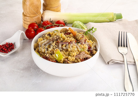 Bulgur with lamb and vegetables 111725770