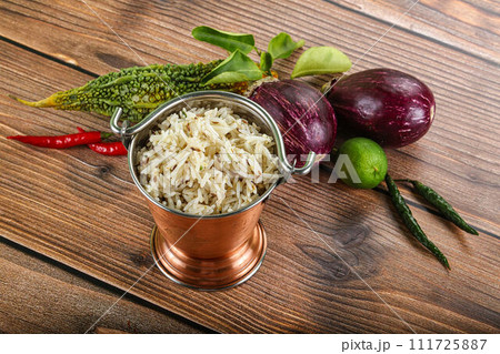 Indian cuisine - jeera rice basmati 111725887