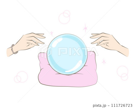 水晶玉で占いをするイラスト 111726723