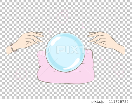 水晶玉で占いをするイラスト 111726723