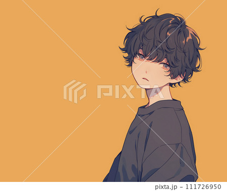 少しくせ毛のマッシュヘアの男の子（AI生成画像） 111726950