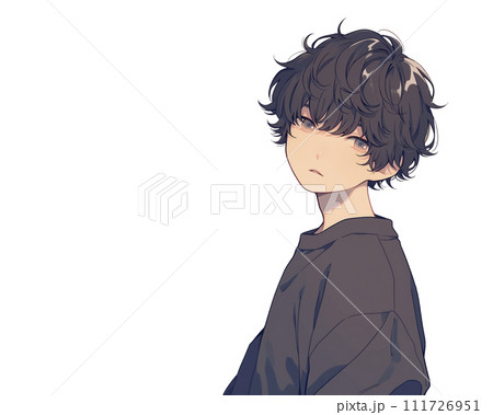 少しくせ毛のマッシュヘアの男の子（AI生成画像） 111726951
