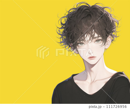 少しくせ毛のマッシュヘアの男の子（AI生成画像） 111726956