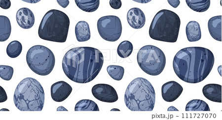 Seamless pattern with grey pebbles or natural stones with speckled and striped marble textures, vector glossy granite Seamless pattern with grey pebbles or natural stones with speckled and striped marble textures, vector glossy granite 111727070