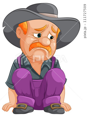 Saddened Cowboy in Thoughtful Pose 111727509
