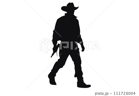 Silhouette of cowboys walking, Cowboy in various action, cowboys walking vector Silhouette of cowboys walking, Cowboy in various action, cowboys walking vector 111728004