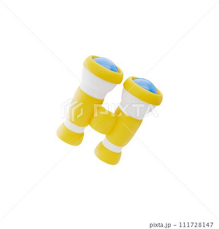 Yellow binoculars 3D vector icon, travel or camping tool, equipment for magnifying remote viewing cartoon tourism symbol Yellow binoculars 3D vector icon, travel or camping tool, equipment for magnifying remote viewing cartoon tourism symbol 111728147